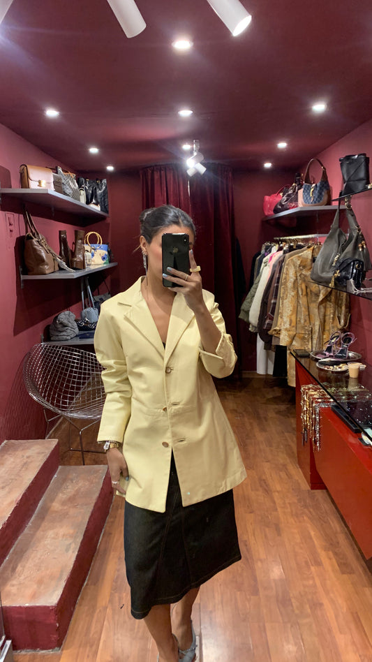 LEATHER BUTTER YELLOW BLAZER