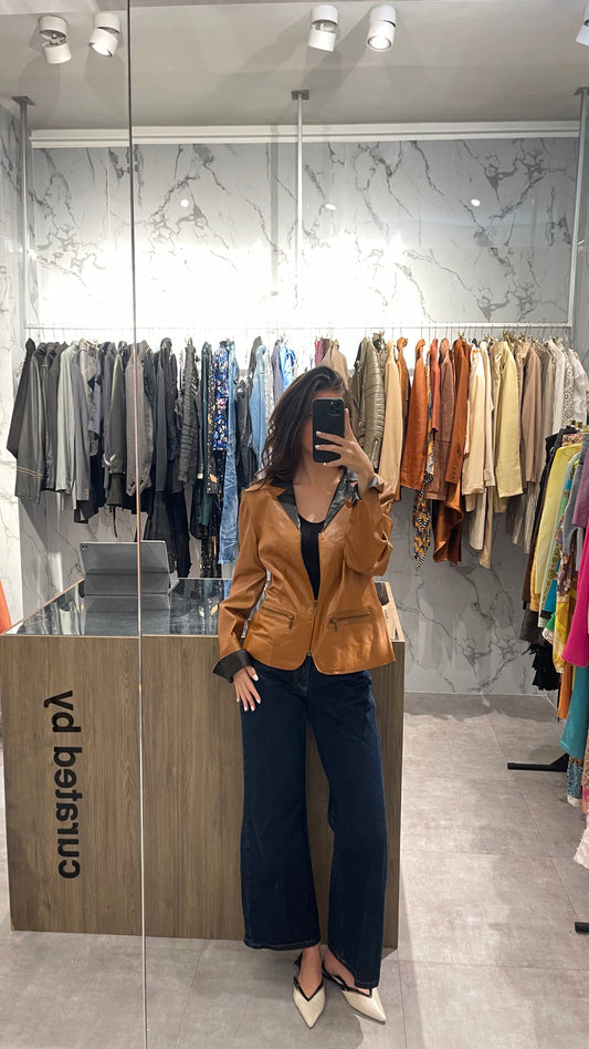 BICOLOR LEATHER JACKET