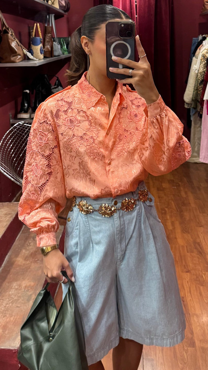 EMBROIRED FLOWERS LONG SLEEVE BLOUSE