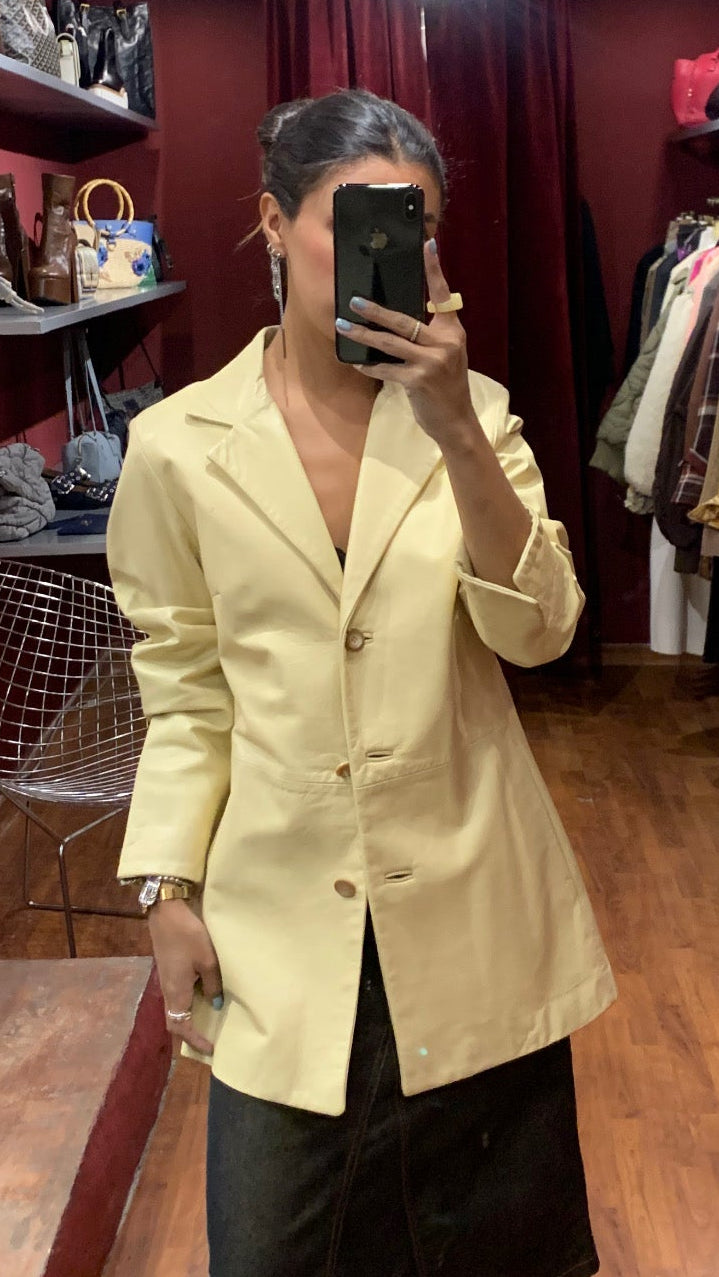 LEATHER BUTTER YELLOW BLAZER