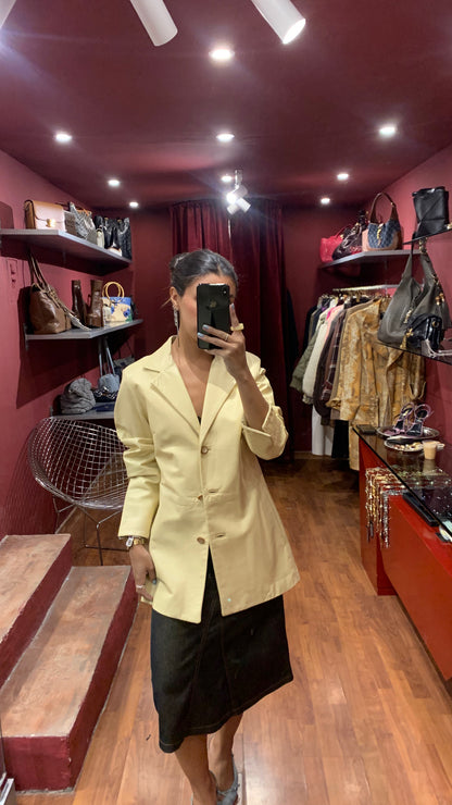 LEATHER BUTTER YELLOW BLAZER