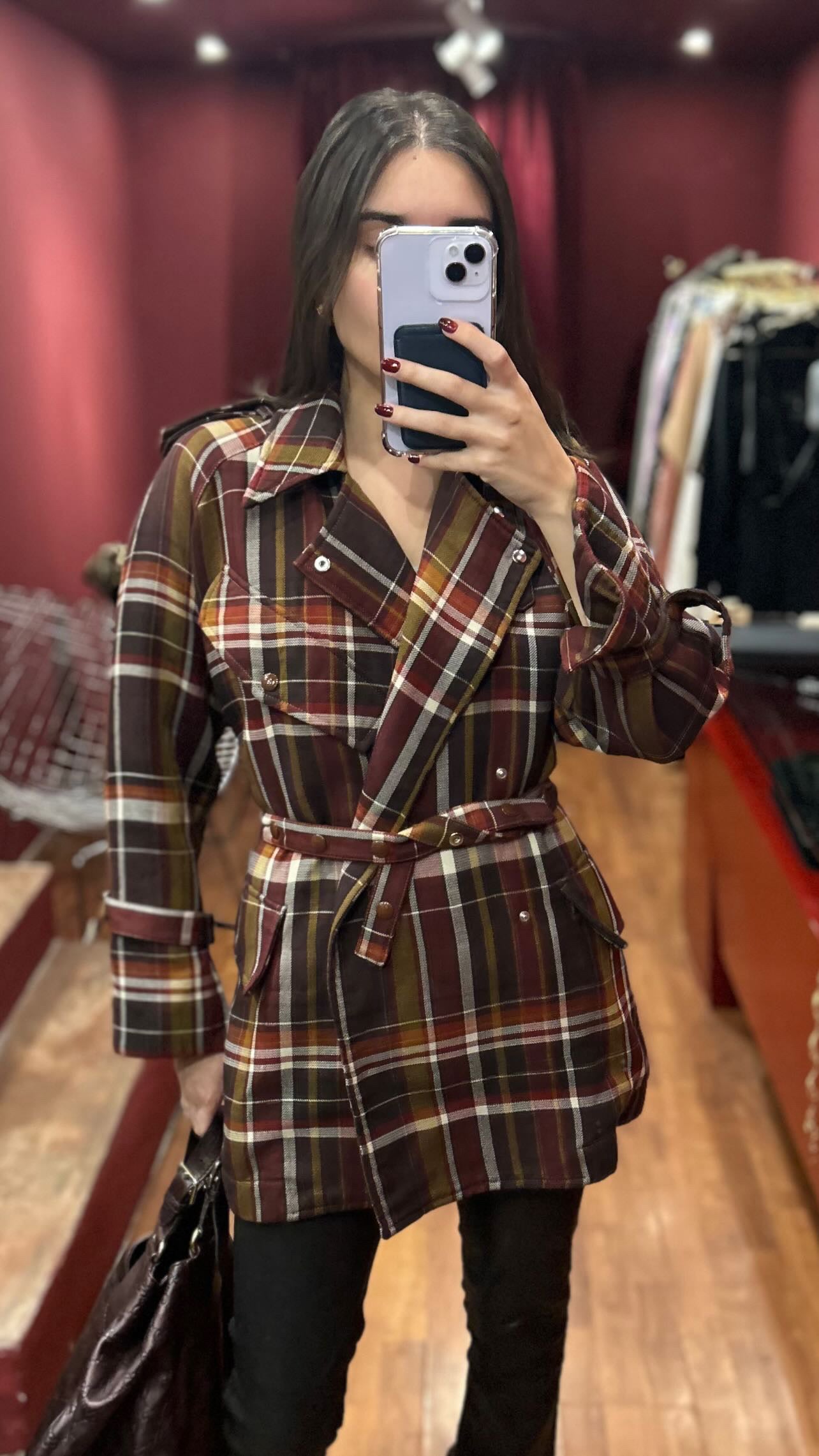 ACNE JACKET TRENCK WITH SQUARES AND PATTERN