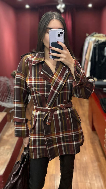 ACNE JACKET TRENCK WITH SQUARES AND PATTERN