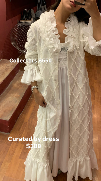 VINTAGE LACE OVERAAL WITH RUFFLED NECK