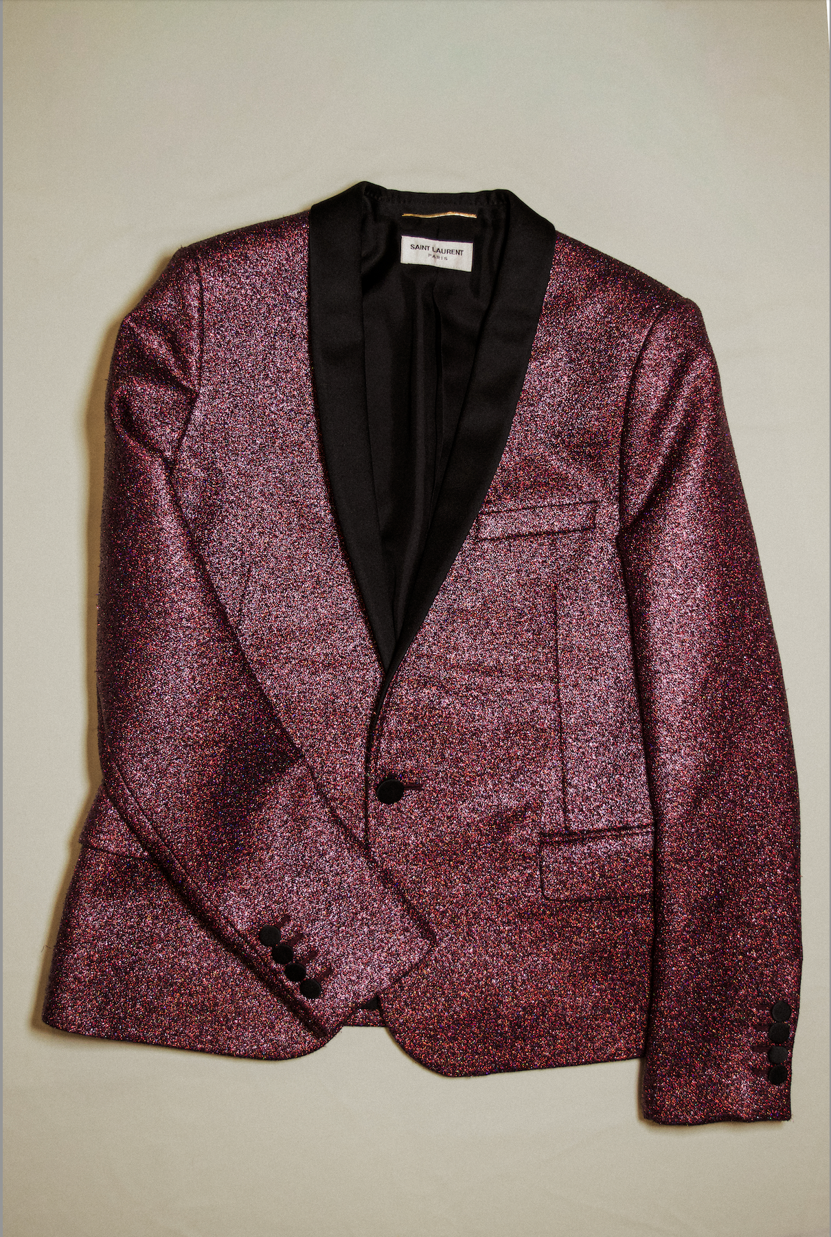 RUNWAY SAINT LAURENT GLITTER TUXEDO BLAZER