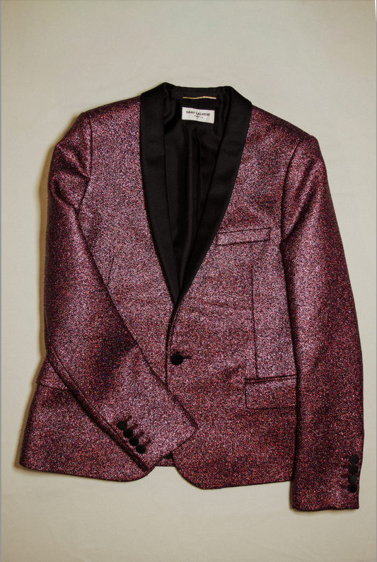 RUNWAY SAINT LAURENT GLITTER TUXEDO BLAZER
