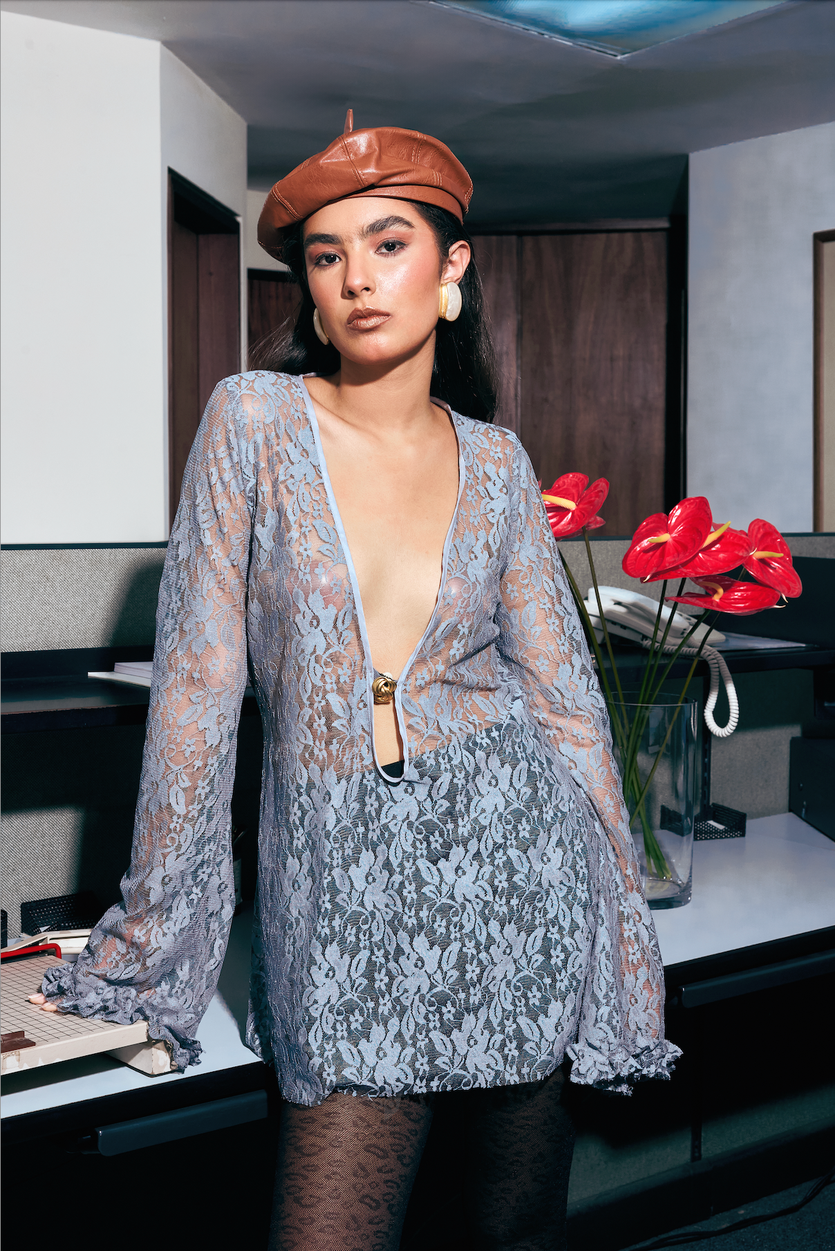 LACE TOP WITH FRUFRU MADE IN VENEZUELA