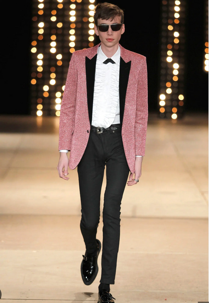 RUNWAY SAINT LAURENT GLITTER TUXEDO BLAZER