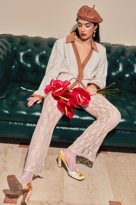 BEIGE LACE PANT MADE IN VENEZUELA