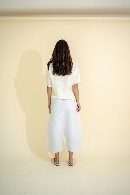 WHITE BALLOON PLEATED PANT