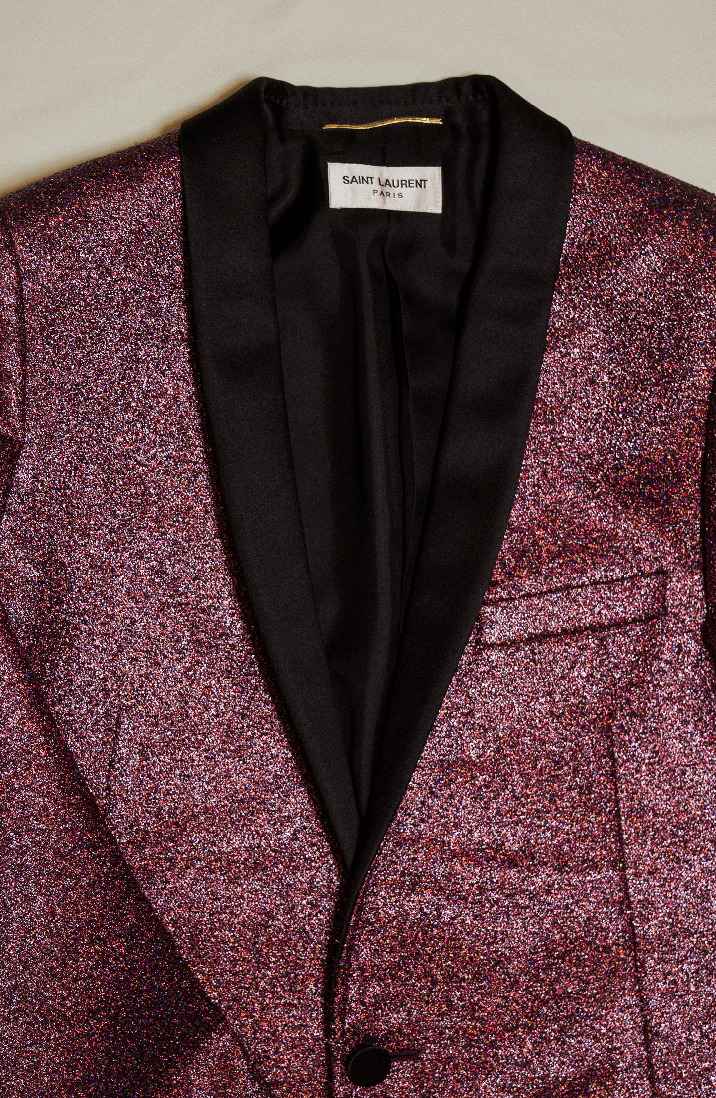 RUNWAY SAINT LAURENT GLITTER TUXEDO BLAZER