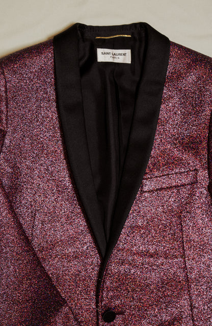 RUNWAY SAINT LAURENT GLITTER TUXEDO BLAZER