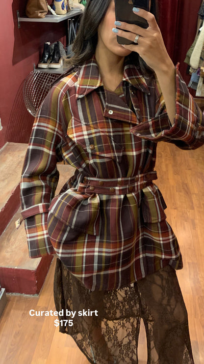 ACNE JACKET TRENCK WITH SQUARES AND PATTERN