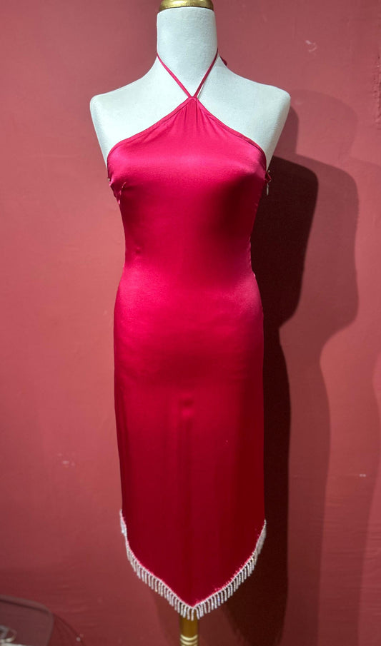 SILK DRESS WITH CRYSTALS