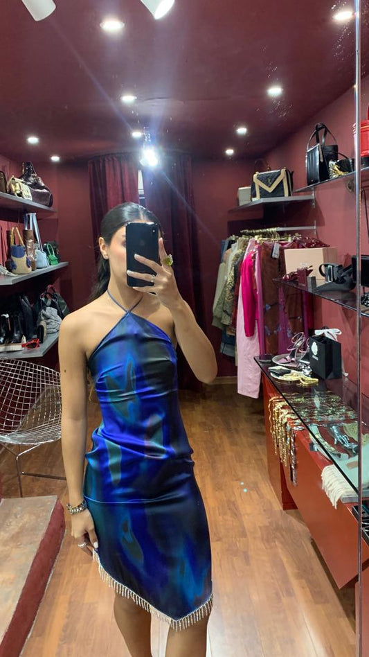 LES INCONNUS SILK DRESS WITH CRYSTALS