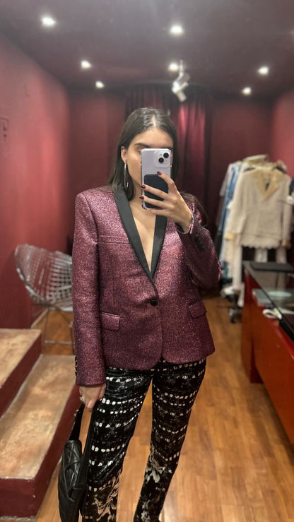 RUNWAY SAINT LAURENT GLITTER TUXEDO BLAZER