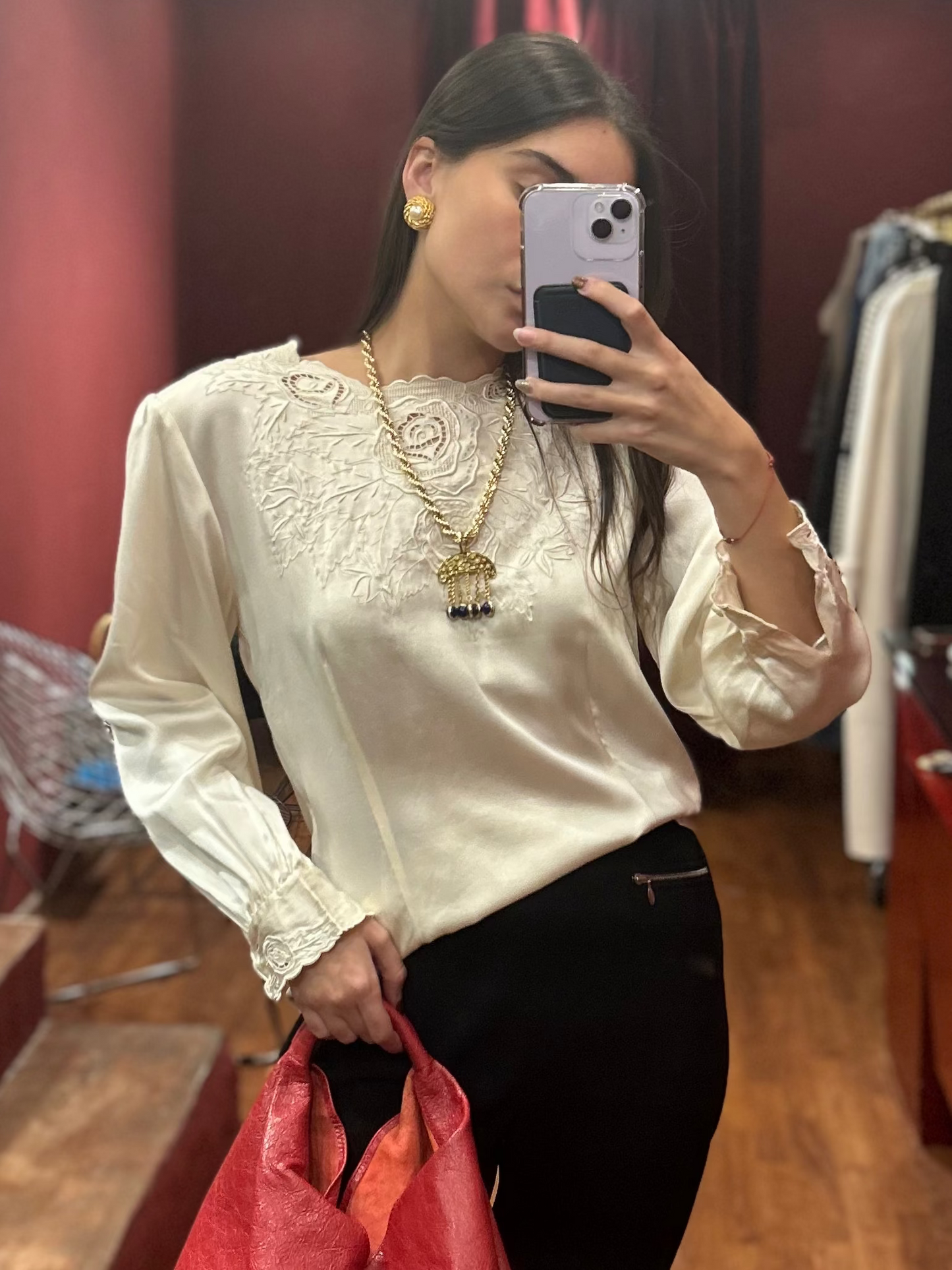 EMBROIDERED SILK BLOUSE