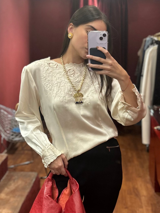 EMBROIDERED SILK BLOUSE