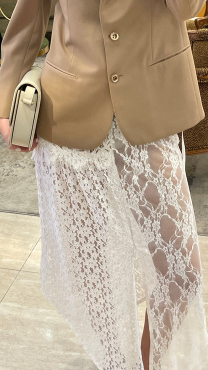 WHITE PATCHWORK LACE SKIRT MADE IN VENEZUELA