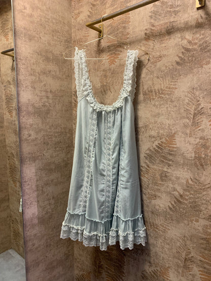EMBROIDERED ELASTIC COTTON MINT DRESS