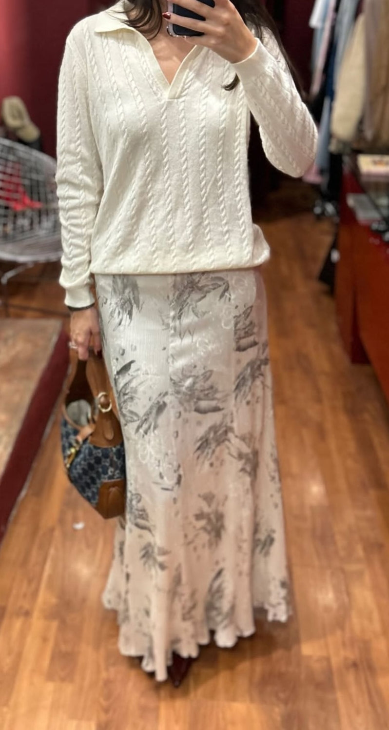 FLOWER PLEATED SKIRT