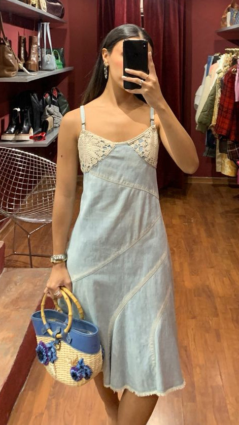 DENIM & CROCHET DRESS